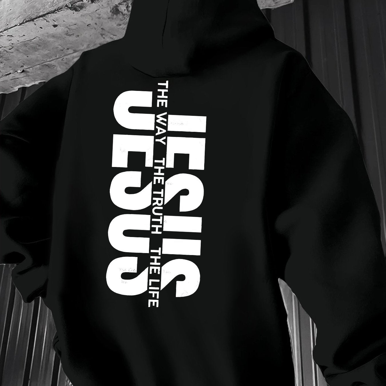 Men'S Casual Hooded Sweatshirt with "THE WAY JESUS LIVED HIS LIFE" Print - Yellow, Long Sleeve, Front Pocket, Polyester Blend, Machine Washable, Inspirational Clothing | Casual Style Hoodie | Machine Washable Top