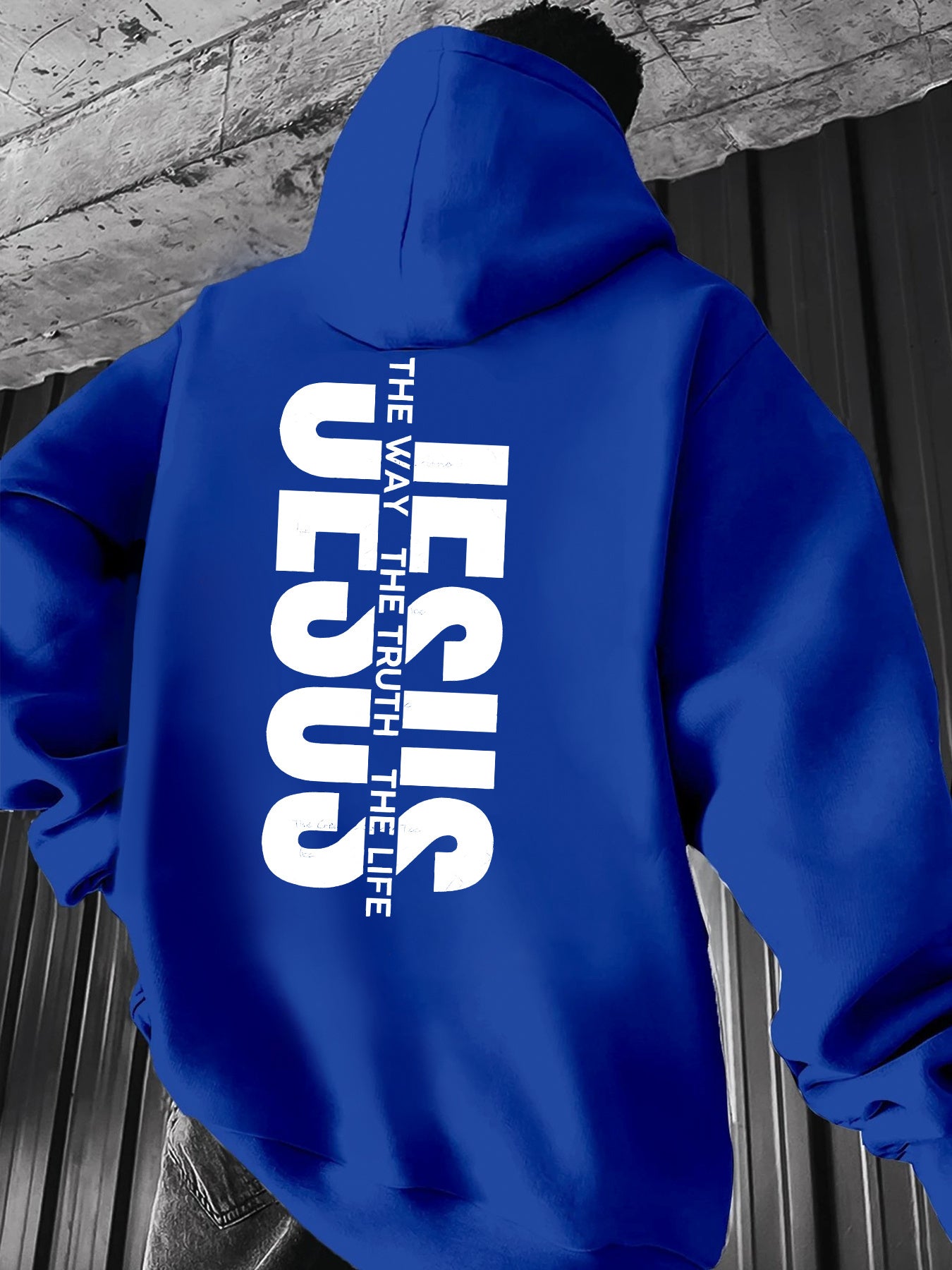 Men'S Casual Hooded Sweatshirt with "THE WAY JESUS LIVED HIS LIFE" Print - Yellow, Long Sleeve, Front Pocket, Polyester Blend, Machine Washable, Inspirational Clothing | Casual Style Hoodie | Machine Washable Top