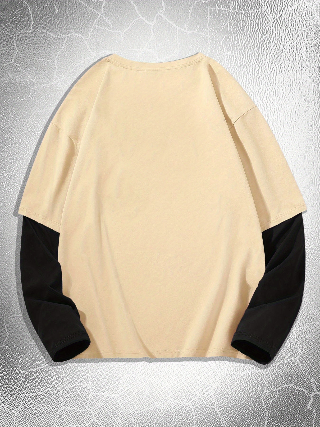 Men'S Contrasting Long-Sleeved T-Shirt with Jesus Portrait Print