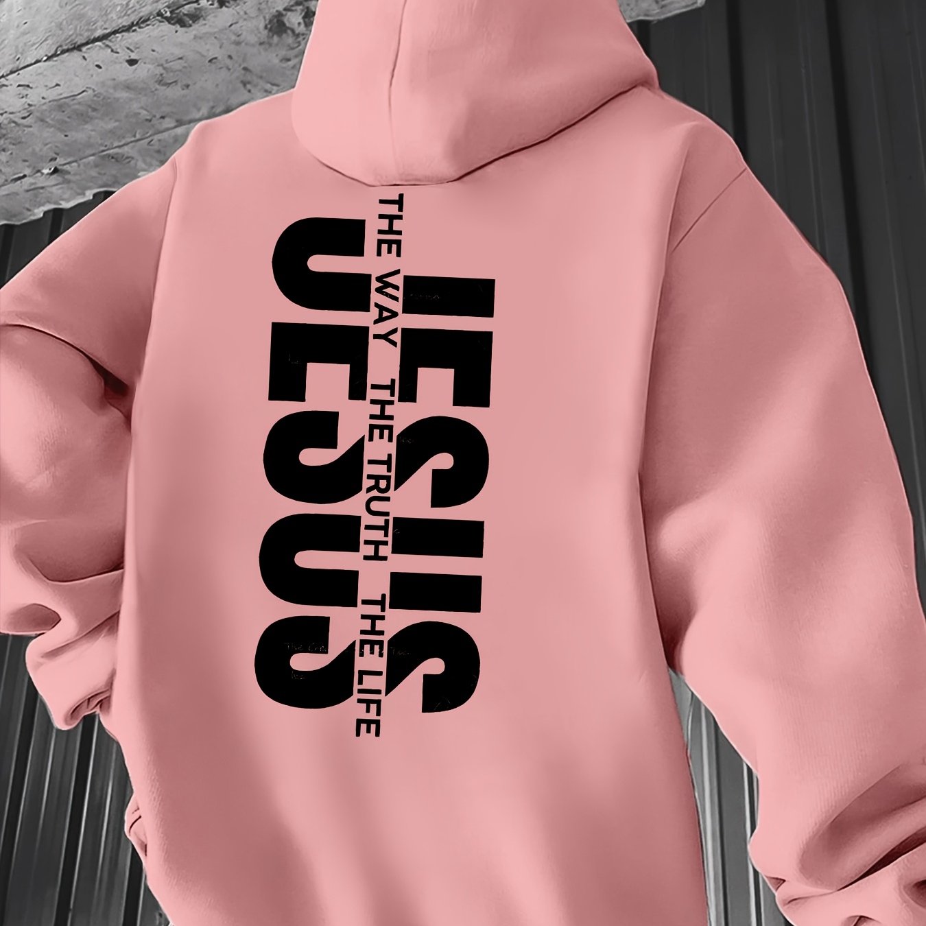 Men'S Casual Hooded Sweatshirt with "THE WAY JESUS LIVED HIS LIFE" Print - Yellow, Long Sleeve, Front Pocket, Polyester Blend, Machine Washable, Inspirational Clothing | Casual Style Hoodie | Machine Washable Top