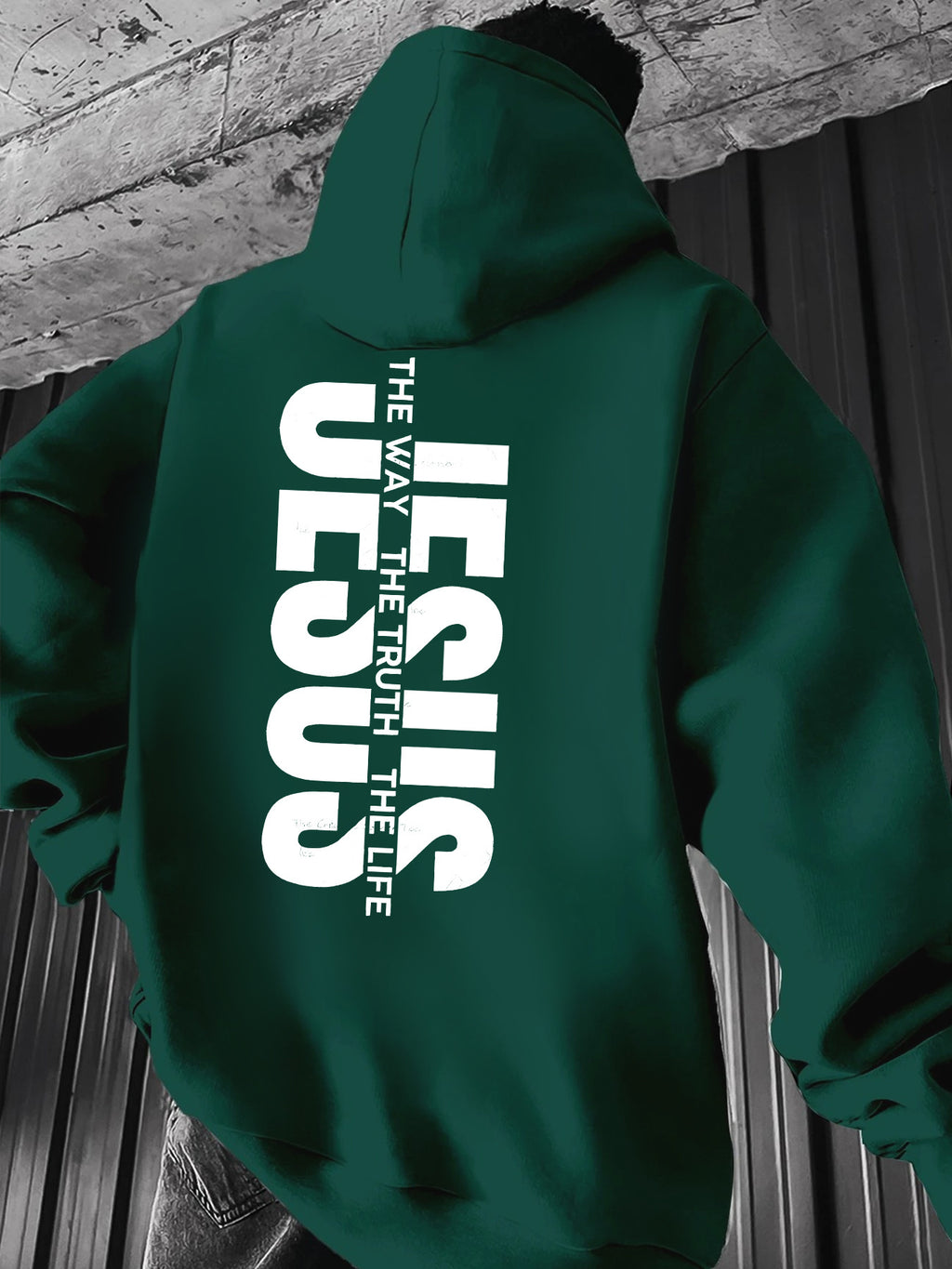 Men'S Casual Hooded Sweatshirt with "THE WAY JESUS LIVED HIS LIFE" Print - Yellow, Long Sleeve, Front Pocket, Polyester Blend, Machine Washable, Inspirational Clothing | Casual Style Hoodie | Machine Washable Top