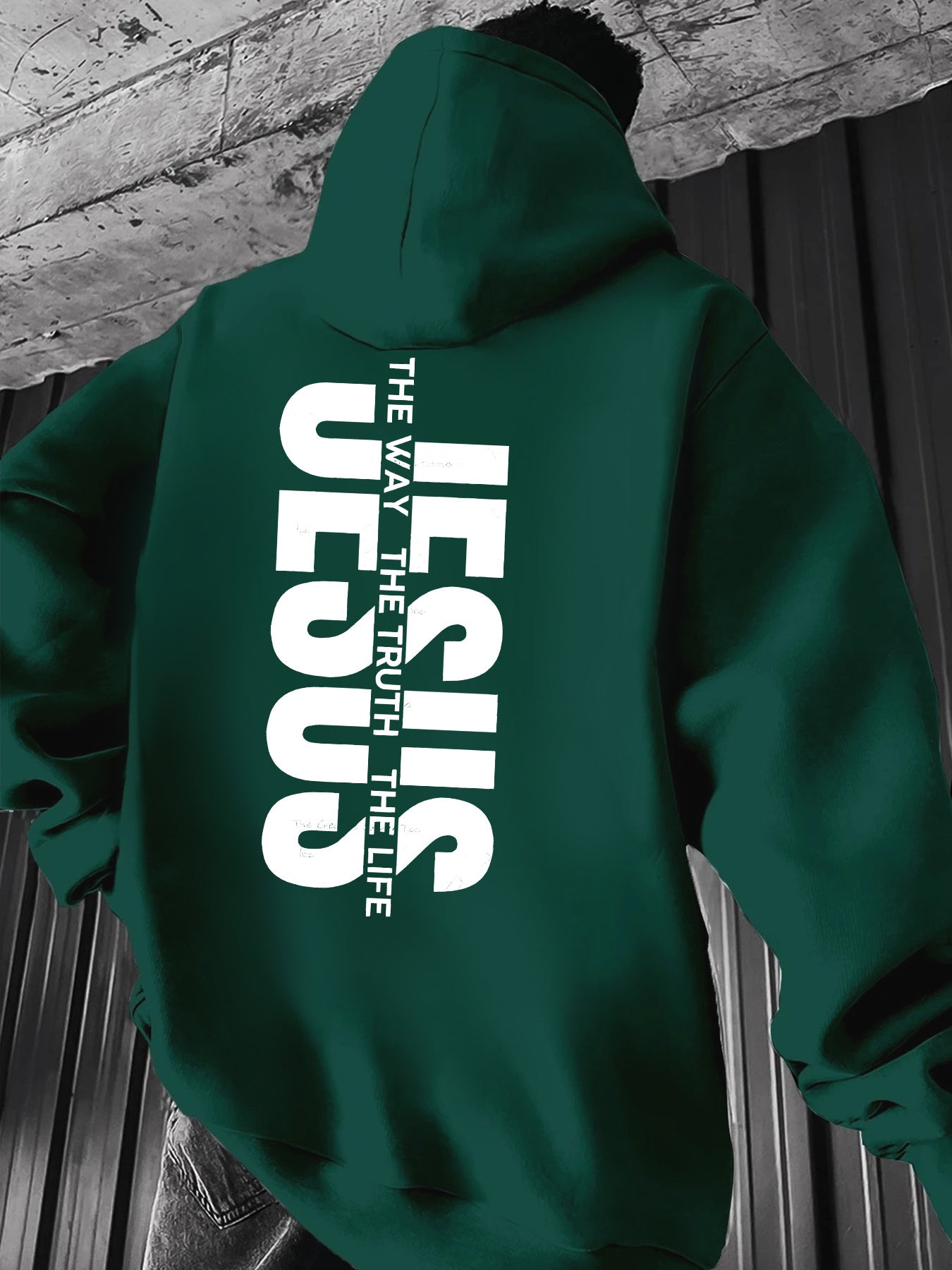 Men'S Casual Hooded Sweatshirt with "THE WAY JESUS LIVED HIS LIFE" Print - Yellow, Long Sleeve, Front Pocket, Polyester Blend, Machine Washable, Inspirational Clothing | Casual Style Hoodie | Machine Washable Top