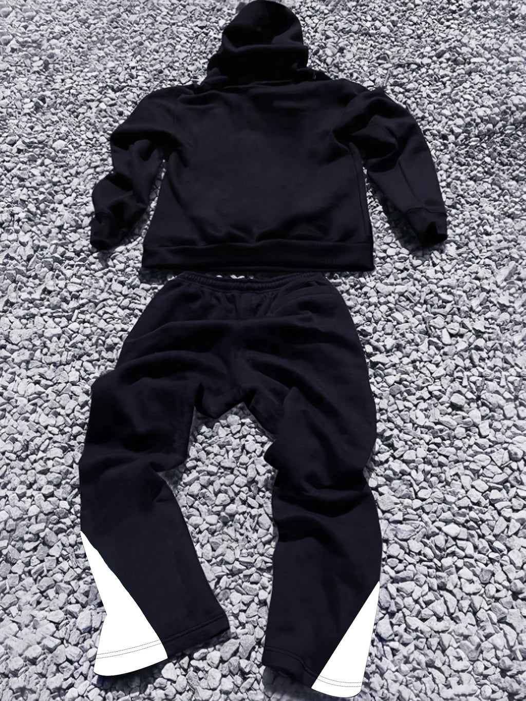 Men's Casual Trendy "Youngsters OF GOD" Print Hoodie & Sweatpants Set - Polyester, Machine Washable, Black with White Cross Design, Ideal for Fall/Winter Leisure, Oversized Hoodie