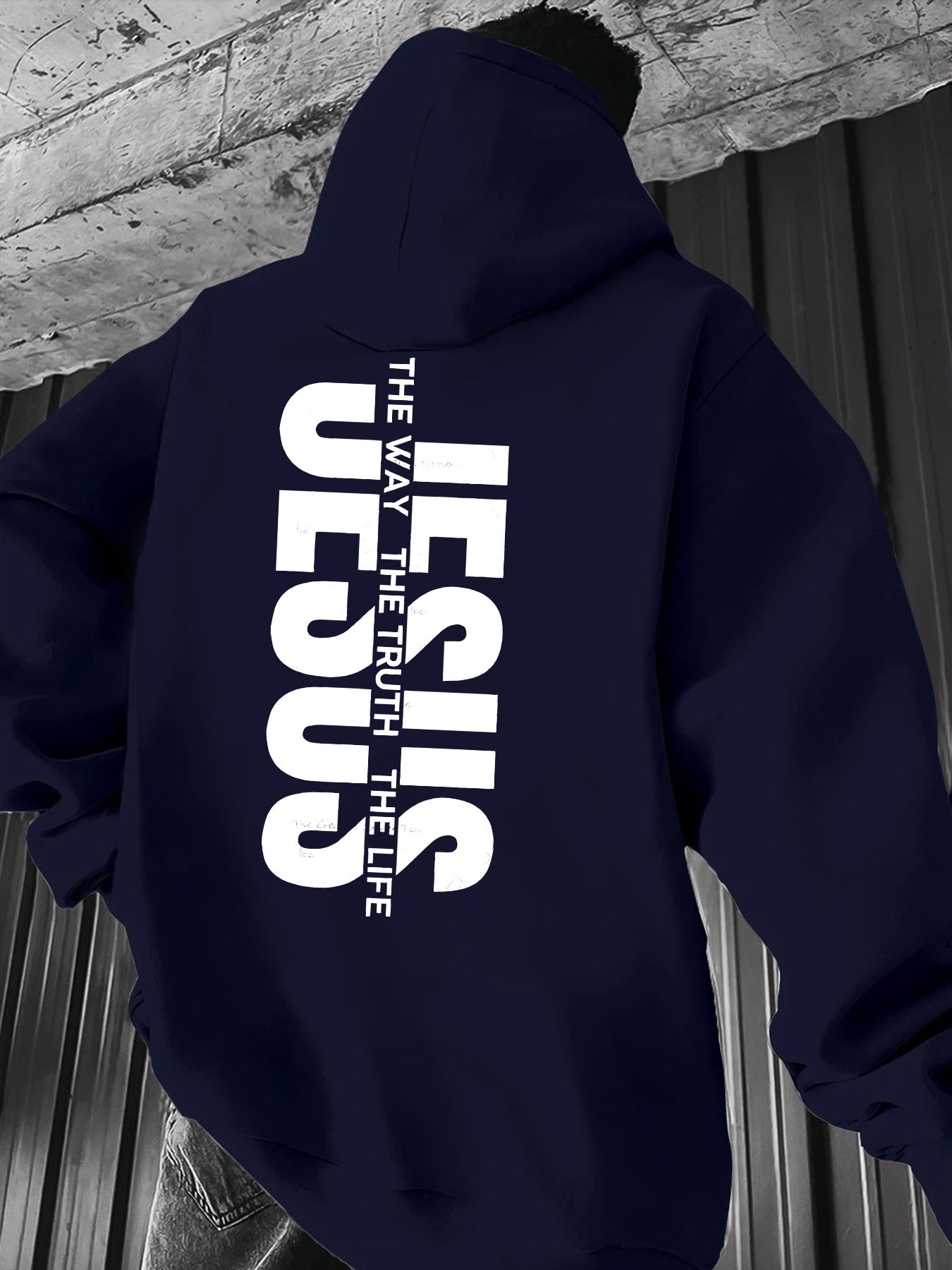 Men'S Casual Hooded Sweatshirt with "THE WAY JESUS LIVED HIS LIFE" Print - Yellow, Long Sleeve, Front Pocket, Polyester Blend, Machine Washable, Inspirational Clothing | Casual Style Hoodie | Machine Washable Top