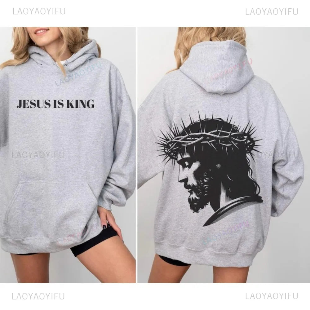Loose Jesus Is King Hoodie Mens Powerful Jesus Hoodie Christian Sweatshirt Aesthetic Christian Streetwear Aesthetic Clothes