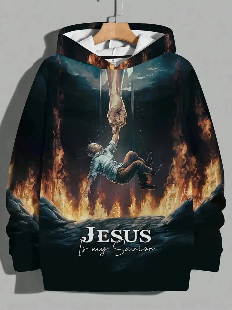 2025 New Christian Men Women Fashion Trendy Hoodies Cross Jesus 3d Printed Hooded Sweatshirt Oversized Unisex Streetwear Tops