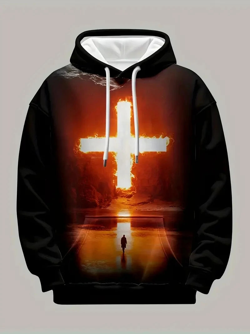 New Christian Hoodie Jesus Cross 3D Printed Men Sweatshirt Unisex Pullover Casual Oversized Man Hoodies Streetwear Dropshipping