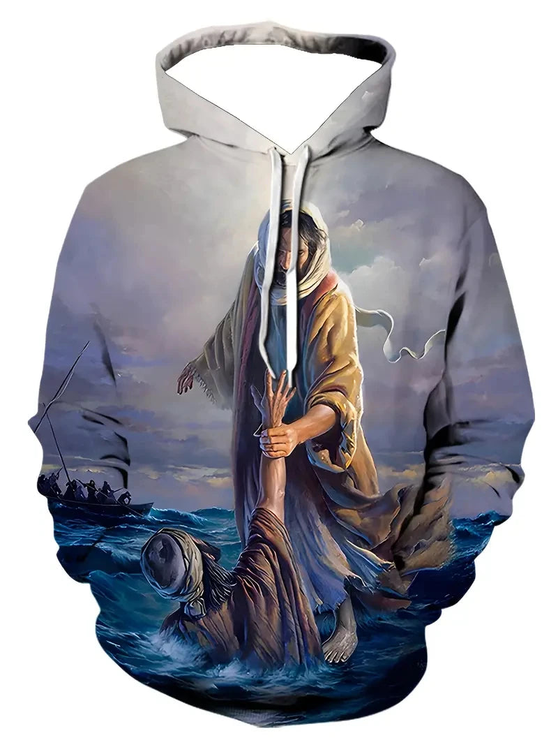 New Christian Hoodie Jesus Cross 3D Printed Men Sweatshirt Unisex Pullover Casual Oversized Man Hoodies Streetwear Dropshipping