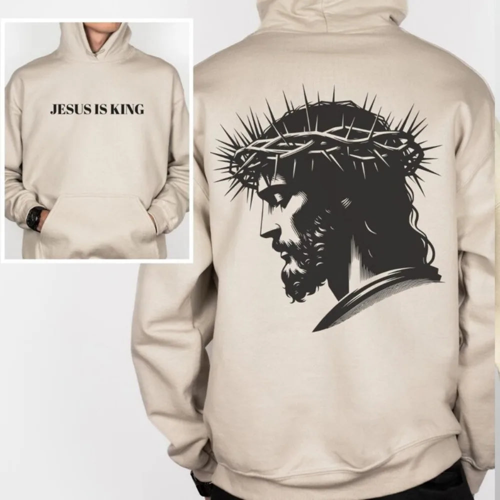 Loose Jesus Is King Hoodie Mens Powerful Jesus Hoodie Christian Sweatshirt Aesthetic Christian Streetwear Aesthetic Clothes
