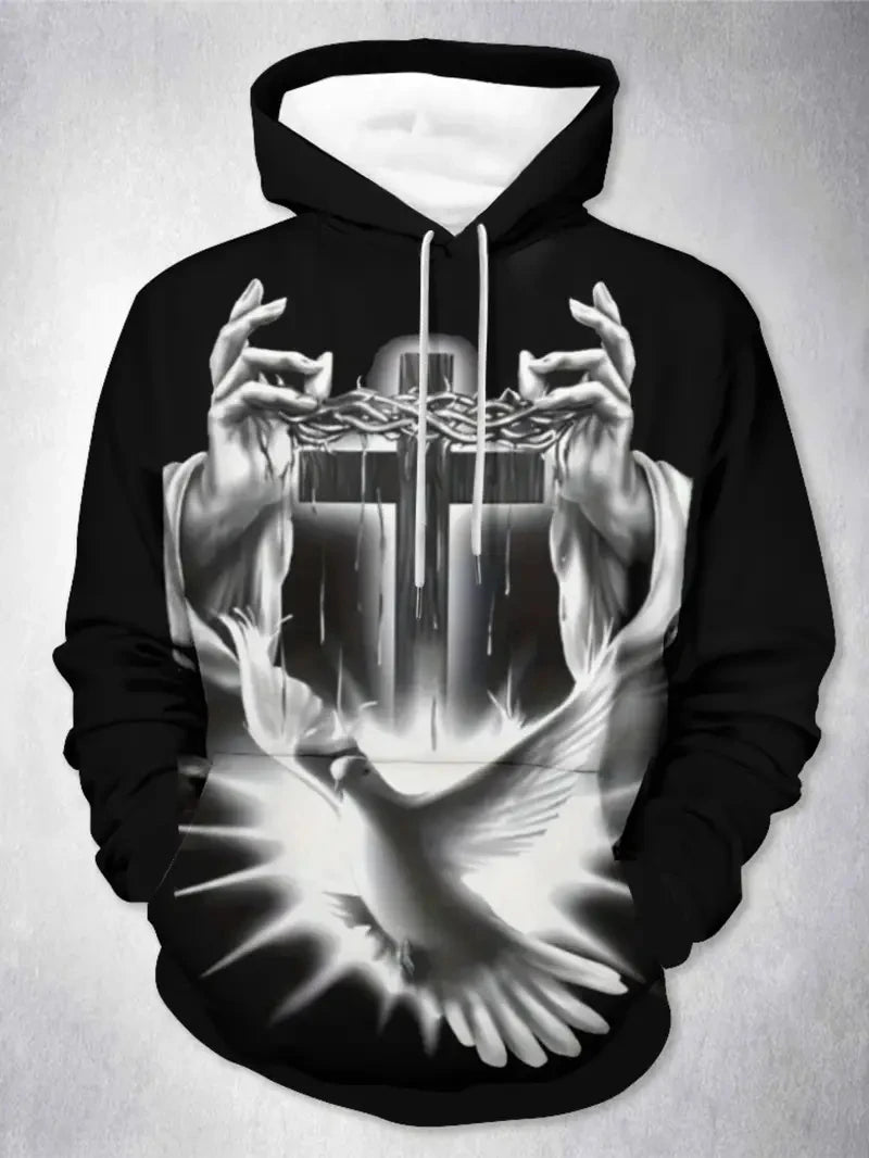 New Christian Hoodie Jesus Cross 3D Printed Men Sweatshirt Unisex Pullover Casual Oversized Man Hoodies Streetwear Dropshipping