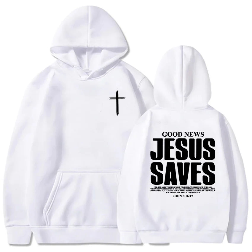 Jesus Saves John Y2K Hoodie Christian Bible Scripture Sweatshirt Winter Clothes Comfortable Pullover for Men and Women
