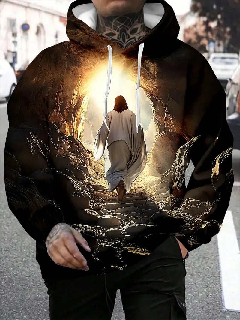 2025 New Christian Men Women Fashion Trendy Hoodies Cross Jesus 3d Printed Hooded Sweatshirt Oversized Unisex Streetwear Tops