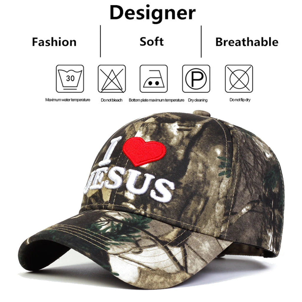 Unisex I LOVE JESUS Letter Embroidery Baseball Caps Outdoor Adjustable Spring and Autumn Casual Sunscreen Hat