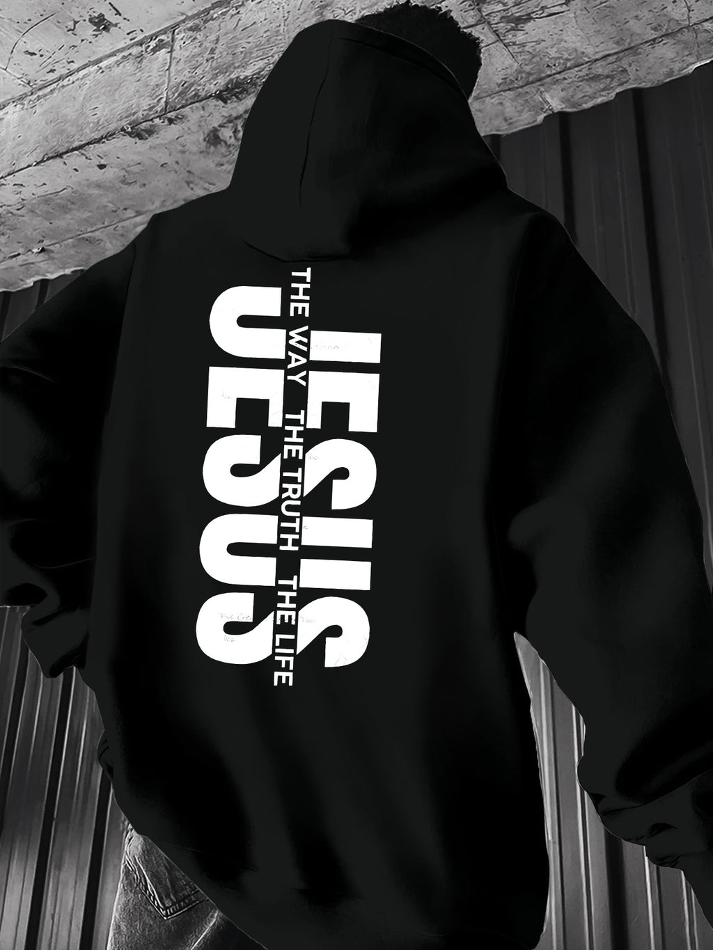 Men'S Casual Hooded Sweatshirt with "THE WAY JESUS LIVED HIS LIFE" Print - Yellow, Long Sleeve, Front Pocket, Polyester Blend, Machine Washable, Inspirational Clothing | Casual Style Hoodie | Machine Washable Top