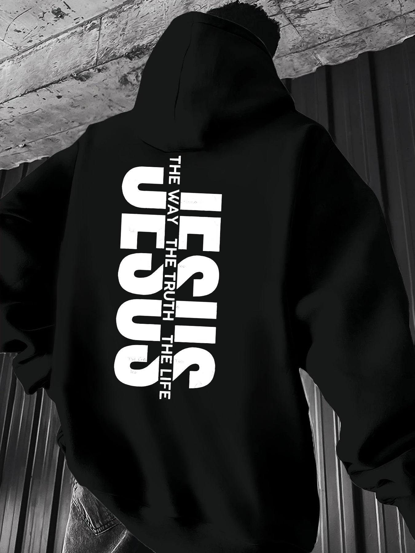 Men'S Casual Hooded Sweatshirt with "THE WAY JESUS LIVED HIS LIFE" Print - Yellow, Long Sleeve, Front Pocket, Polyester Blend, Machine Washable, Inspirational Clothing | Casual Style Hoodie | Machine Washable Top