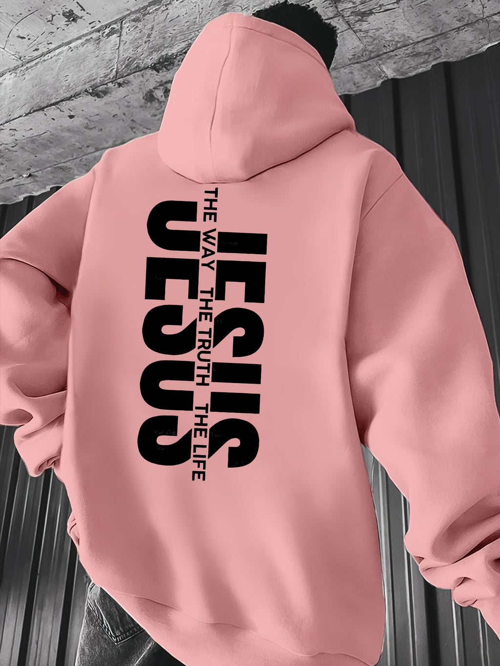 Men'S Casual Hooded Sweatshirt with "THE WAY JESUS LIVED HIS LIFE" Print - Yellow, Long Sleeve, Front Pocket, Polyester Blend, Machine Washable, Inspirational Clothing | Casual Style Hoodie | Machine Washable Top
