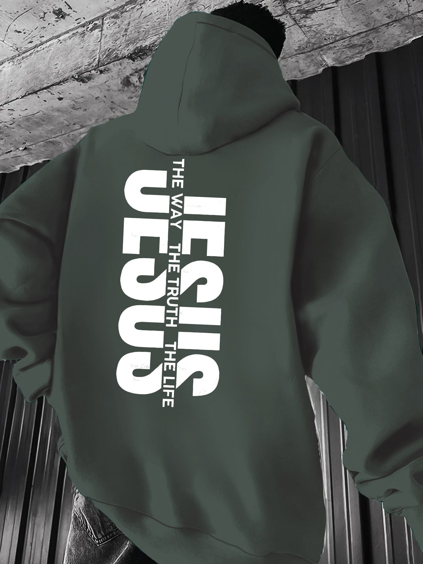 Men'S Casual Hooded Sweatshirt with "THE WAY JESUS LIVED HIS LIFE" Print - Yellow, Long Sleeve, Front Pocket, Polyester Blend, Machine Washable, Inspirational Clothing | Casual Style Hoodie | Machine Washable Top