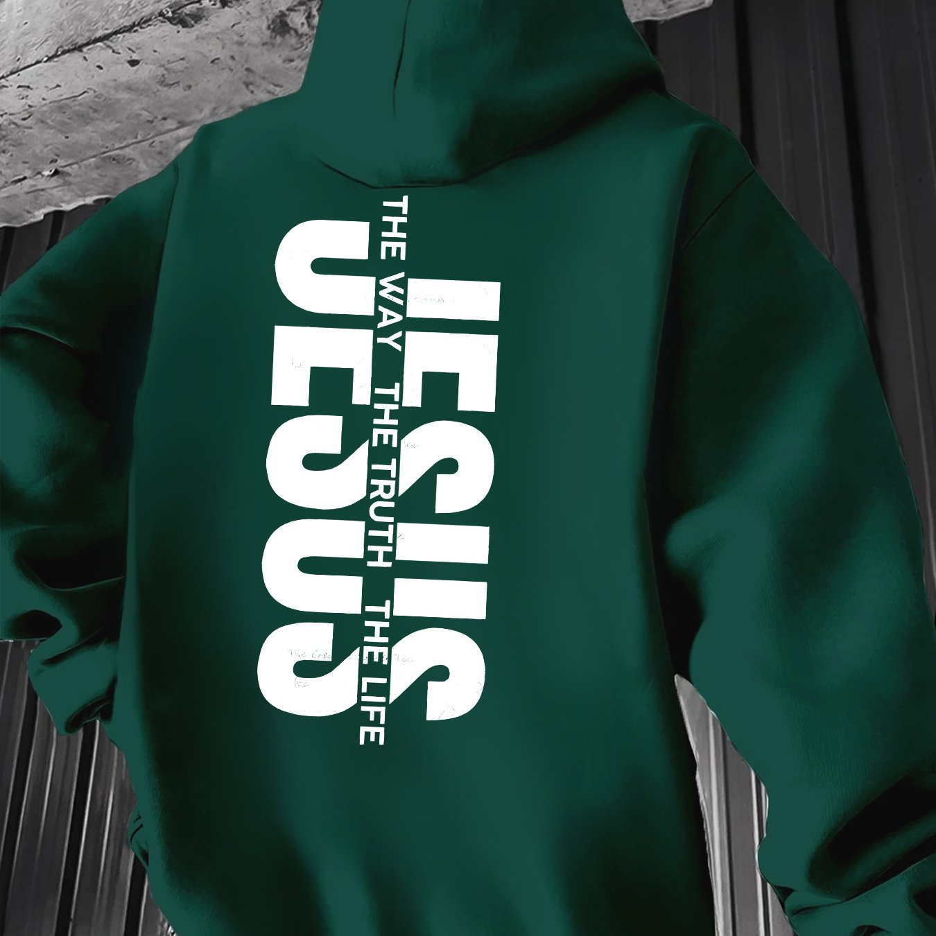 Men'S Casual Hooded Sweatshirt with "THE WAY JESUS LIVED HIS LIFE" Print - Yellow, Long Sleeve, Front Pocket, Polyester Blend, Machine Washable, Inspirational Clothing | Casual Style Hoodie | Machine Washable Top