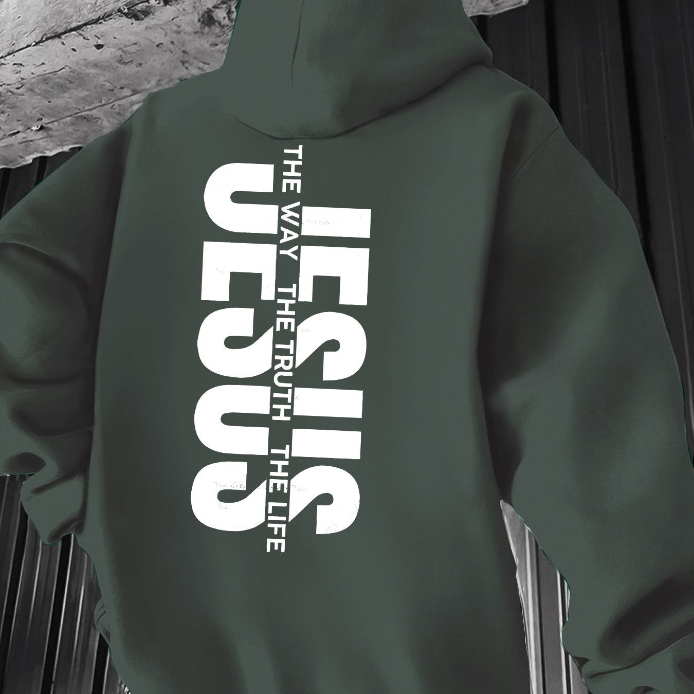 Men'S Casual Hooded Sweatshirt with "THE WAY JESUS LIVED HIS LIFE" Print - Yellow, Long Sleeve, Front Pocket, Polyester Blend, Machine Washable, Inspirational Clothing | Casual Style Hoodie | Machine Washable Top