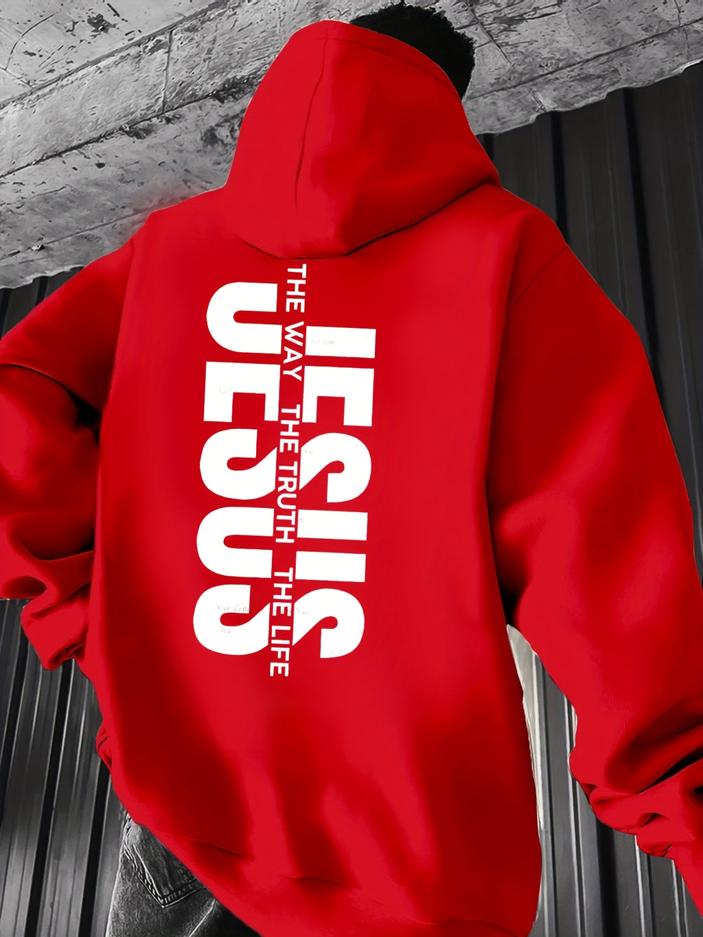 Men'S Casual Hooded Sweatshirt with "THE WAY JESUS LIVED HIS LIFE" Print - Yellow, Long Sleeve, Front Pocket, Polyester Blend, Machine Washable, Inspirational Clothing | Casual Style Hoodie | Machine Washable Top